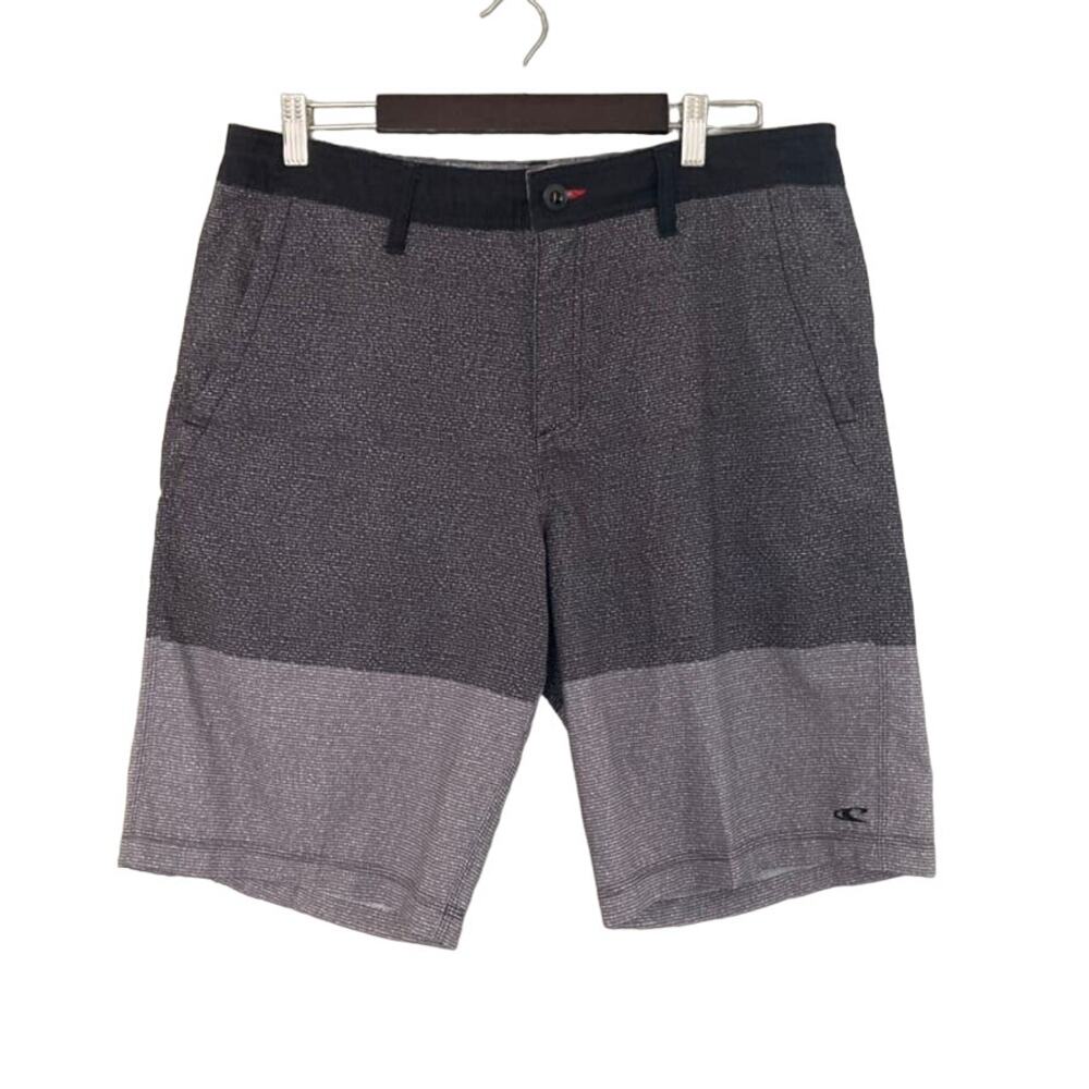 O'Neill Riley Hybrid Striped Boardshorts - Drawstring - Black Grey - 34